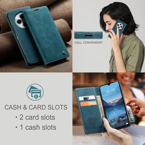 Funda Para Xiaomi Redmi 14c Con Cierre Magnetico, Azul-verde