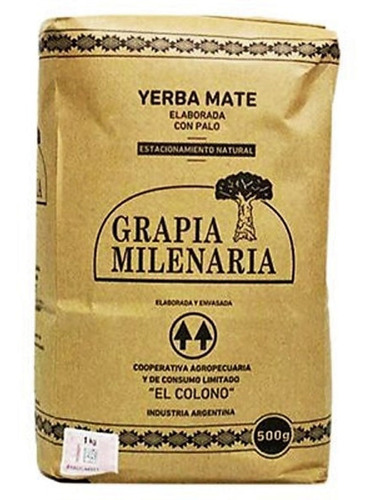 Yerba Grapia Milenaria Cooperativa El Colono 500 Gr.