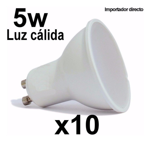 Pack X10 Lampara Led Dicroica 5w Luz Cálida 420 Lum, No 380