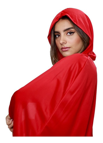 Imagen 3 de 9 de Disfraz Capa Con Capucha Caperucita Roja Dama