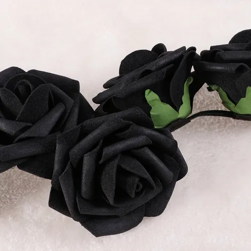 Diadema Floral Con Flores De Novia Con Rosas Negras