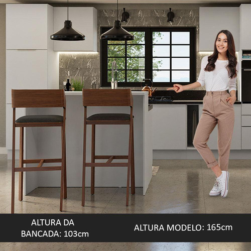 Ilha De Cozinha Com Bancada E Balcão 120 Cm Branco