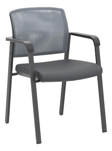 Juego De 2 Sillas Apilables Respaldo Malla Color Gris