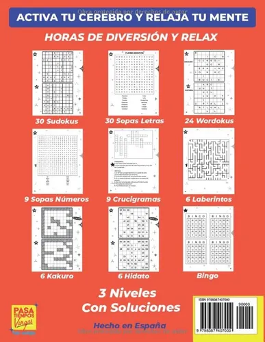 Libro : Pasatiempos Juegos Variados Para Adultos Y Mayores.