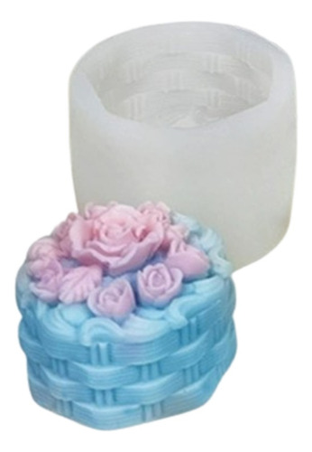 Molde Silicona Canasta Con Flores Para Velas, Jabones