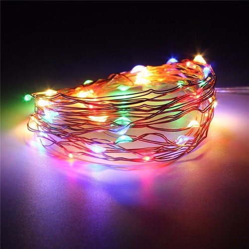 Tira Micro Led Alambre Guirnalda Pila 5 Metros Navidad Cable