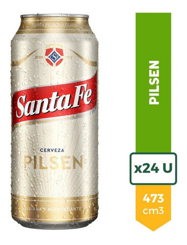 Imagen 1 de 9 de Cerveza Santa Fe Pilsen Lata 473ml Pack X24 La Barra Oferta