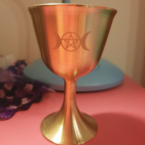 Copa De Altar Wicca, De Latón Bañado En Oro, For Ceremonia,