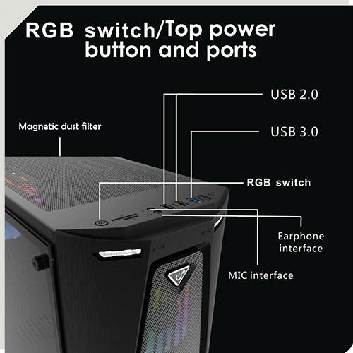 Case Apevia Crusader-f-bk Mid Tower Negro