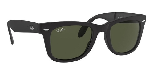 Imagen 7 de 8 de Anteojos de sol Ray-Ban Wayfarer Folding Classic Large con marco de nailon color matte black, lente green de cristal clásica, varilla matte black de nailon - RB4105