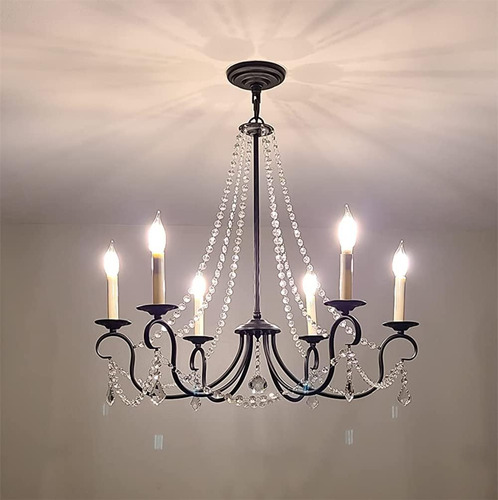 Candelabro Moderno Estilo Vela De 6 Luces Con Detalles De Cr