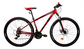 Mountain bike SLP 25 pro 2023 R29 S 21v frenos de disco mecánico cambios Shimano Tourney TZ31 color rojo/negro con pie de apoyo