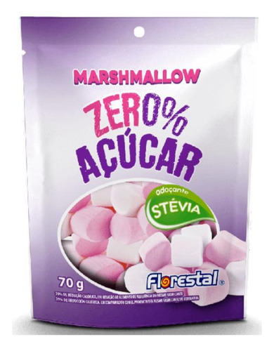 Kit C/3 Pacotes Marshmallow Zero Açucar Morango 70g