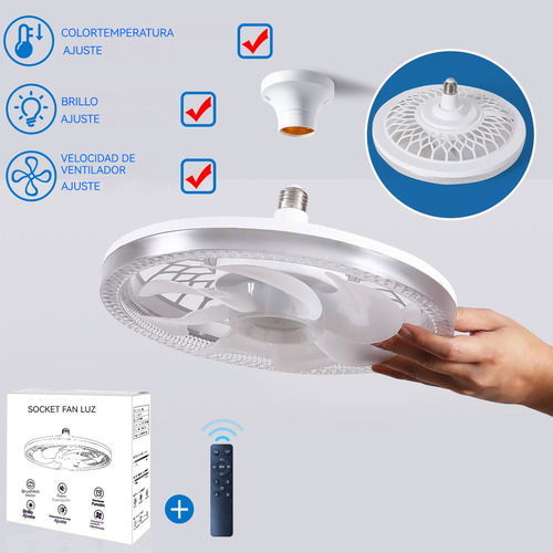 Ventilador De Techo Redondo Con Luz Led Regulable, Control