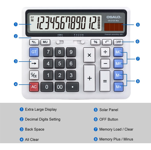 Calculadora De Escritorio Pendancy, Pantalla Lcd Extra Grand