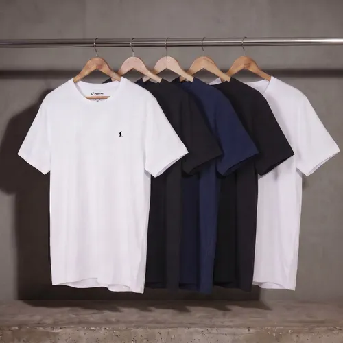 Kit 5 Camisetas Básica Masculina Algodão Original