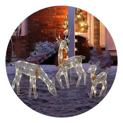 Reno De Navidad Preiluminado COSTWAY 150 Cm - Con 100 Luces LED Blanca Fría, Impermeable, Para Interior Y Exterior (Jardín, Césped, Salón)