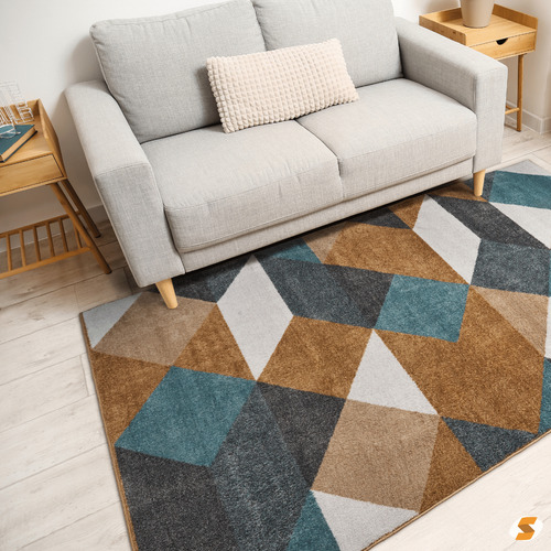 Alfombra clásica mallorquina para sala de estar, 25 unidades, color caramelo y azul, 3 x 4 m, color turquesa, diseño geométrico
