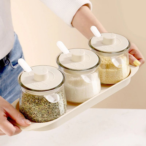 Juego De Tarros De Especias De Vidrio For Cocina De 3 Piezas