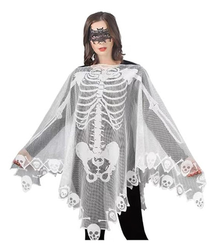 Disfraz Esqueleto Halloween Para Mujer Capa Esqueleto Poncho