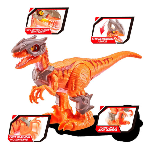 Dinosaurio Raptor Velociraptor Robot Luces Armadura 26cmzuru