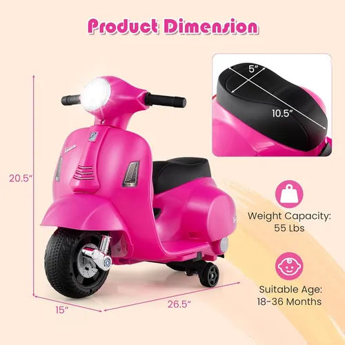 Infans - Scooter Vespa Con Licencia Para Niños, Motocicleta