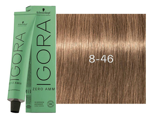 Igora Zero Amoniaco Tono 8-46 Rubio Claro Beige Marrón 60 Ml 8-46 Rubio Avellana
