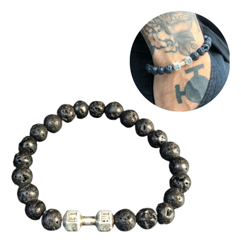 Pulseira De Pedra Vulcânica Presente Com Halter Masculina