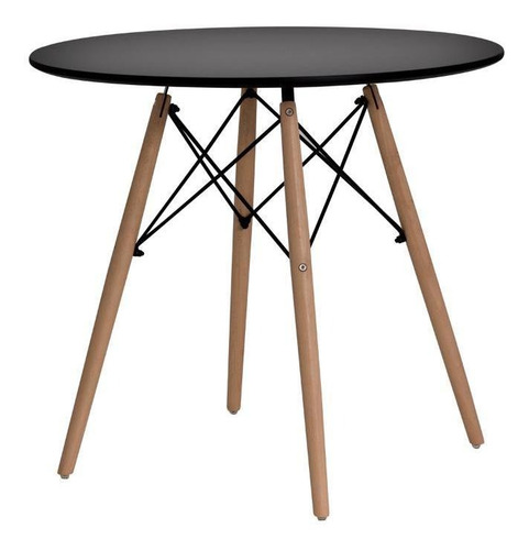 Conjunto Mesa Eiffel 70cm Preta + 4 Cadeiras Saarinen Branca Cor Kit Conjunto Mesa Redonda Jantar Com 4 Cadeira Saarinen Branca