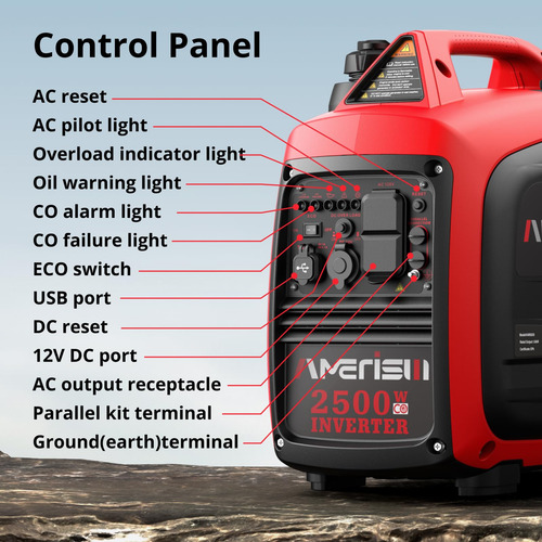 Generador Inversor Portátil De Gas 2500 W Con Sensor De Co