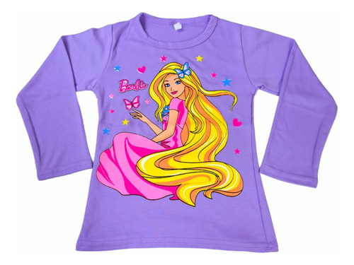 Polera Manga Larga Barbie Niña 