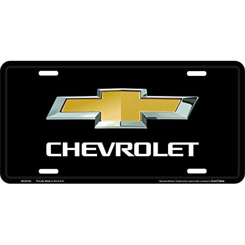 Placa De Matrícula De Chevrolet Logotipo Y Fondo Negro...