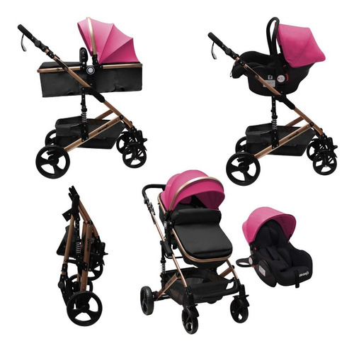 Coche Moises Huevito Travel System Avanti Aluminio 3 En 1 Color Rosa