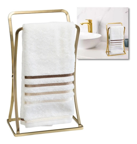 Suporte Porta Toalha Luxo Lavabo Banheiro Dourado Arthi 3222