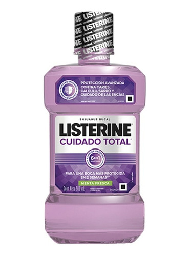 Enjuague Bucal Cuidado Total Sin Alcohol 500ml Listerine 