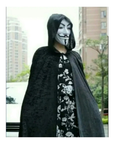 Disfraz De Anonymous Máscara Capa Sombrero