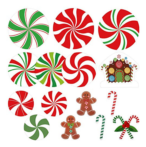 30 Pieces Christmas Peppermint Cutouts Xmas Candy Canes...