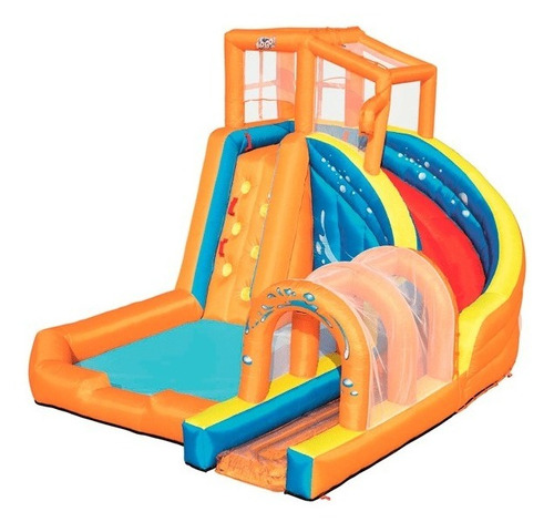 Parque Acuático Alberca Inflable Huracan Con Tunel Infantil Color Naranja