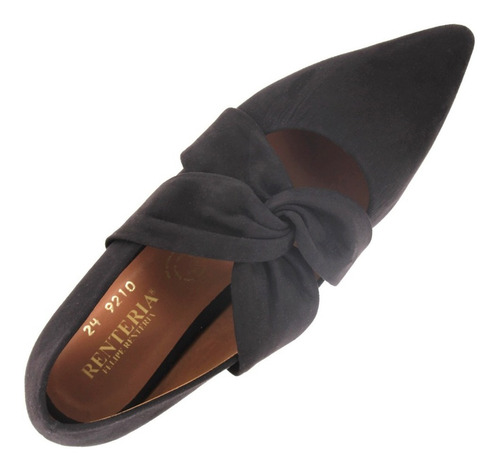 Imagen 3 de 7 de Flat Puntal Felipe Rentería Suede Nudo Negro Tallas 23-27 Mx