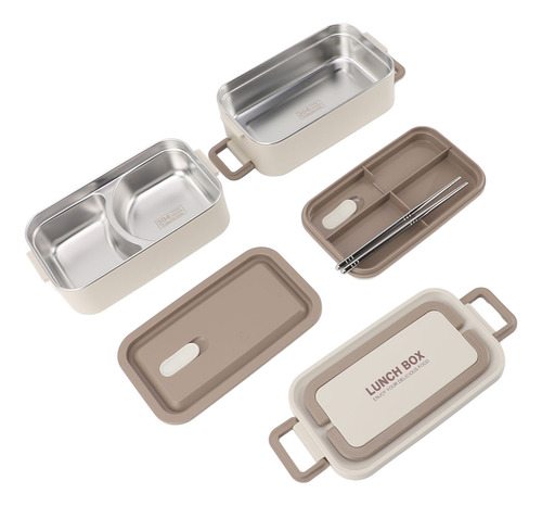 Bento Apilable De 2 Niveles De Acero Inoxidable 304