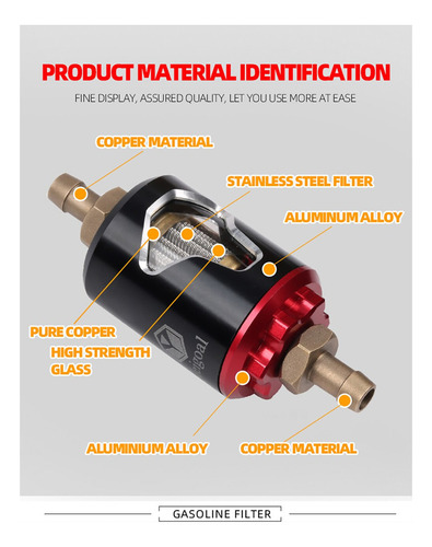 . Filtro De Gasolina Para Motocicletas Universal Aluminio