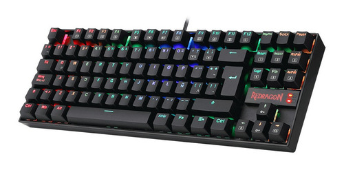 Kit de teclado y mouse gamer Redragon K552RGB-BA Portugués Brasil de color negro