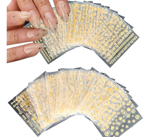 Paquete Combinado De Pegatinas Doradas For Uñas,