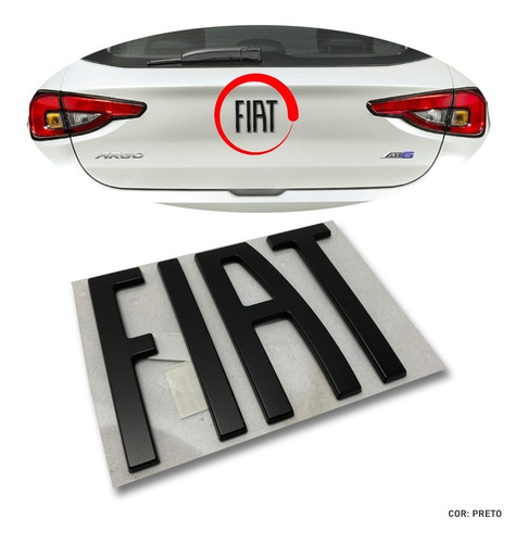 Sigla Escrita Fiat Preto Argo Hgt 2021 Novo Original