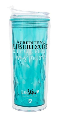 Copo Térmico Cristal 500ml C/ Canudo Deseja Uatt Inspiração