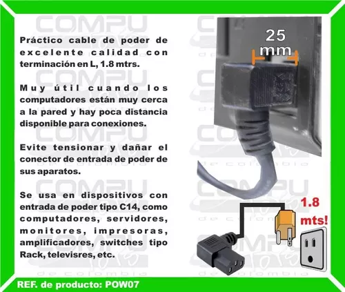 Cable Corriente Para Fuente Switch Ref: Pow07s Computoys Sas