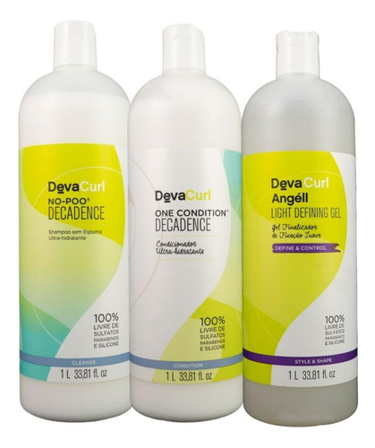 Devacurl No-poo Kit Salão Com Gel Finalizador (3 Produtos)