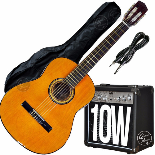 Guitarra Criolla Electroacustica Ampli 10w Funda Cable Pua 