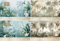Comprar Vinilos Murales Empapelados Hojas Palmeras Aves Adb Paisaje Full Color