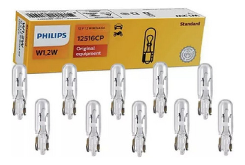 Kit 10 Lâmpadas 1 Polo W1,2w 12v W2x4,6d Philips 12516cp